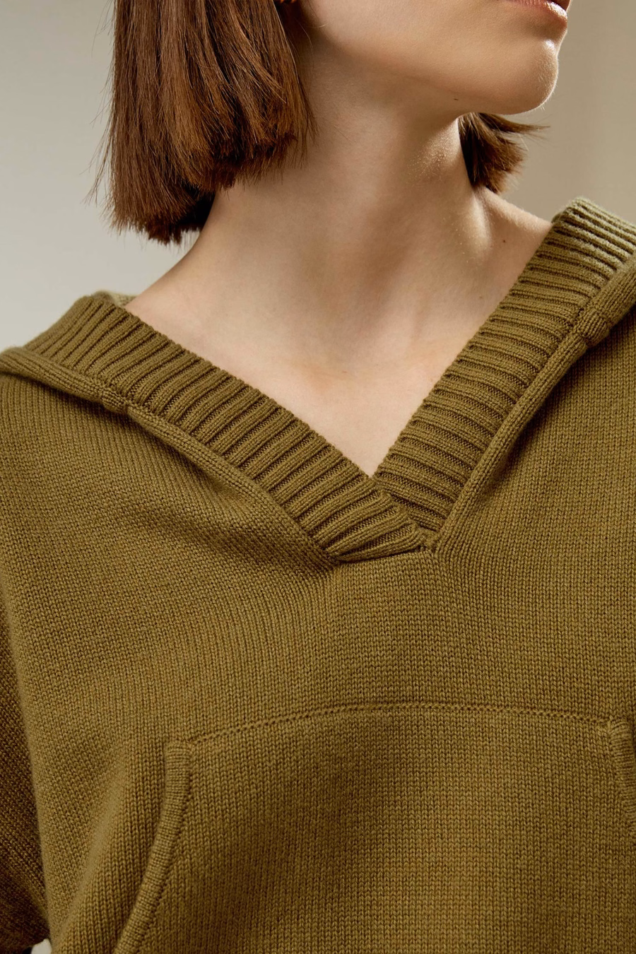 Hoodie cropped en mélange de laine et cachemire
