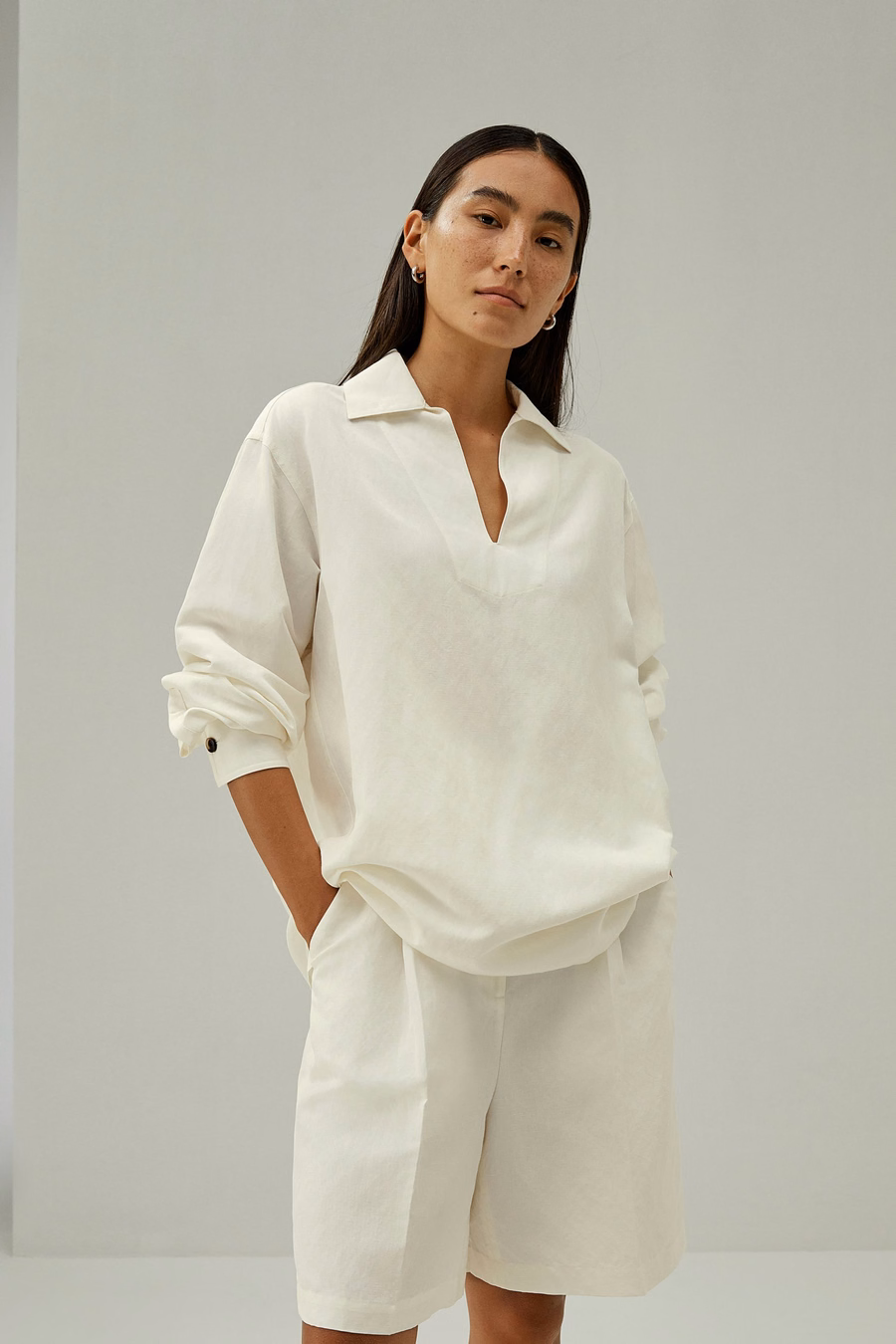 Chemise Oversize en Mélange Soie-Lin