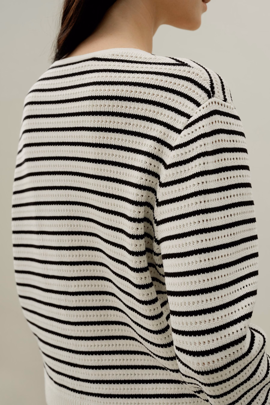 Toscana Cardigan à Rayures Pointelle