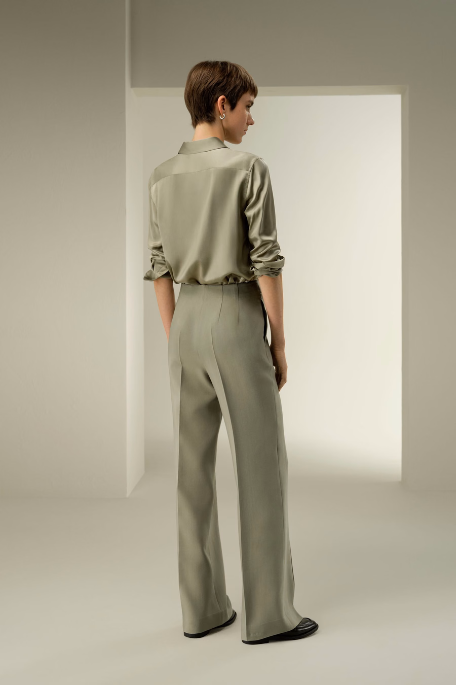 Pantalons Évasés en Soie et Laine