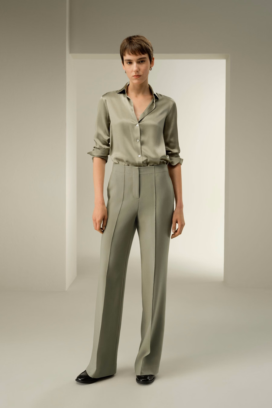 Pantalons Évasés en Soie et Laine