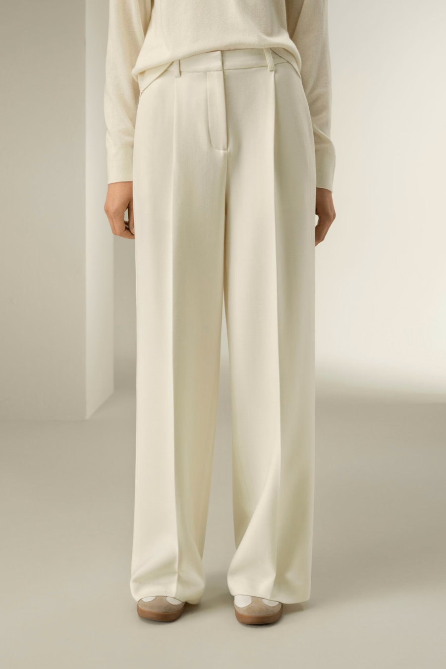 Pantalon en mélange de tweed en soie et laine