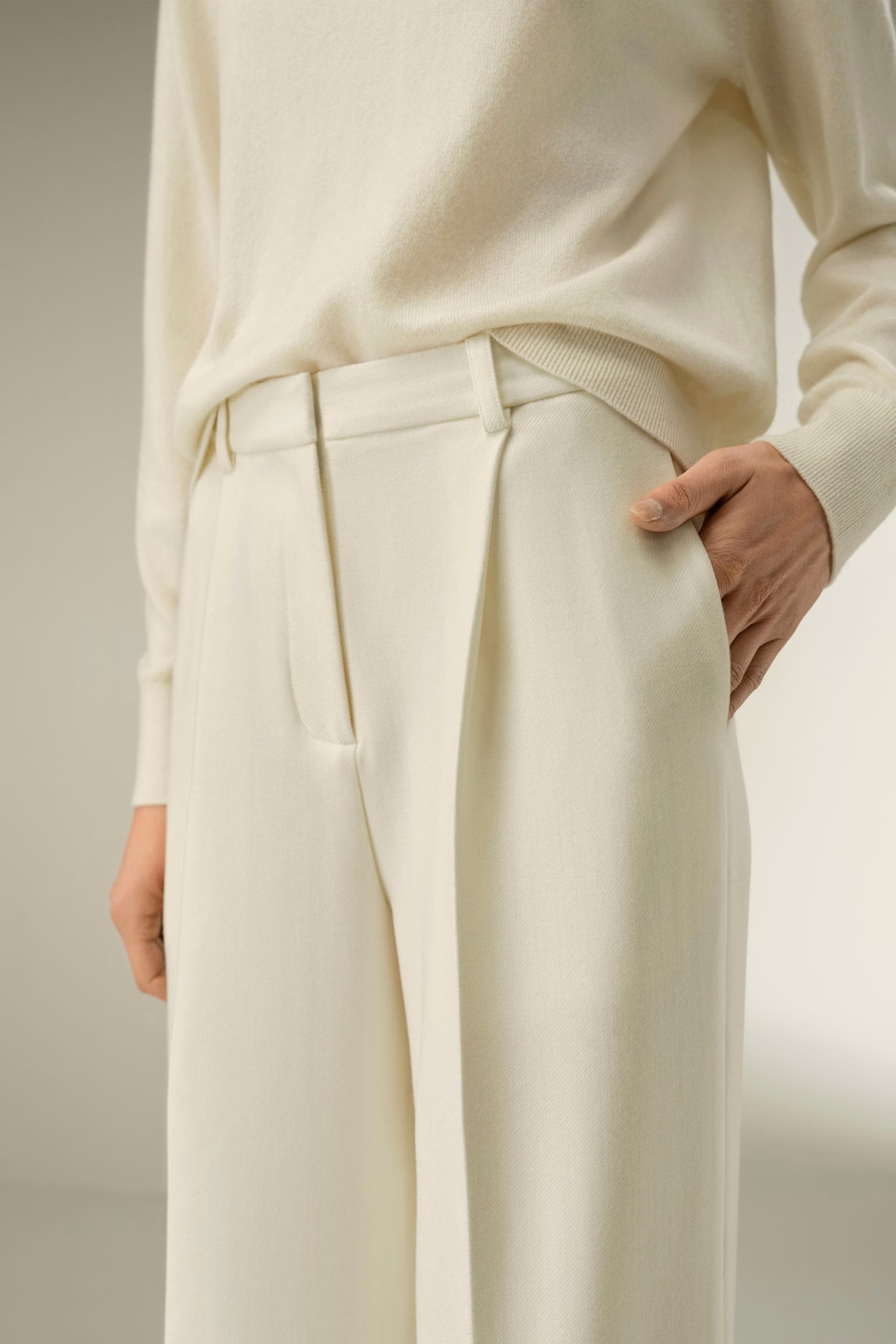 Pantalon en mélange de tweed en soie et laine