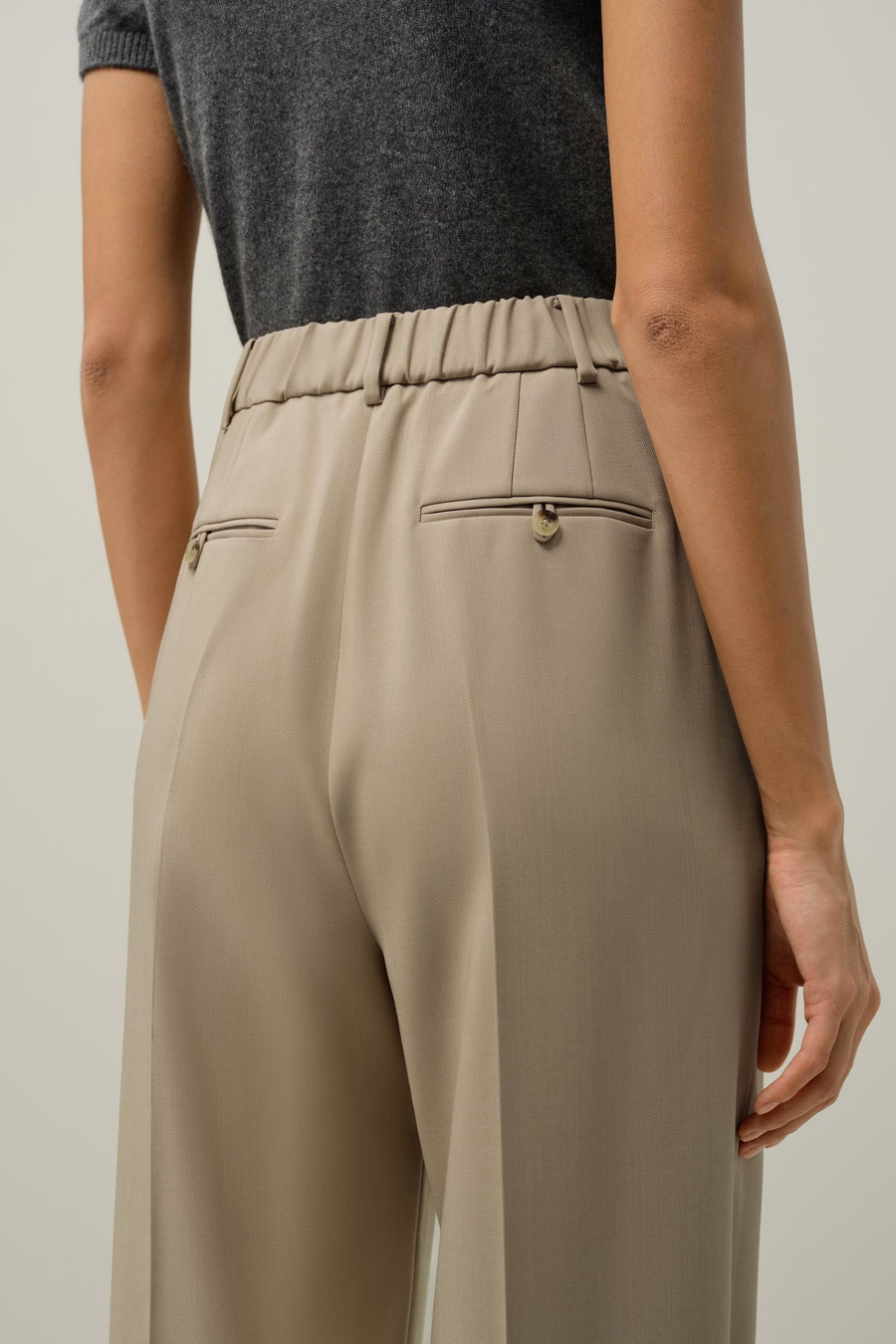 Pantalons Versatil en Soie-Laine à Jambes Droites