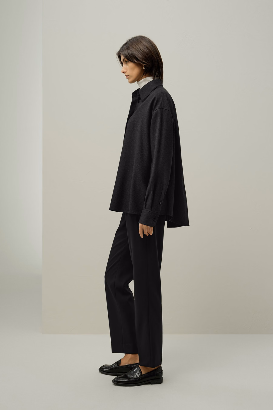 Chemise chaude en soie et laine surdimensionnée