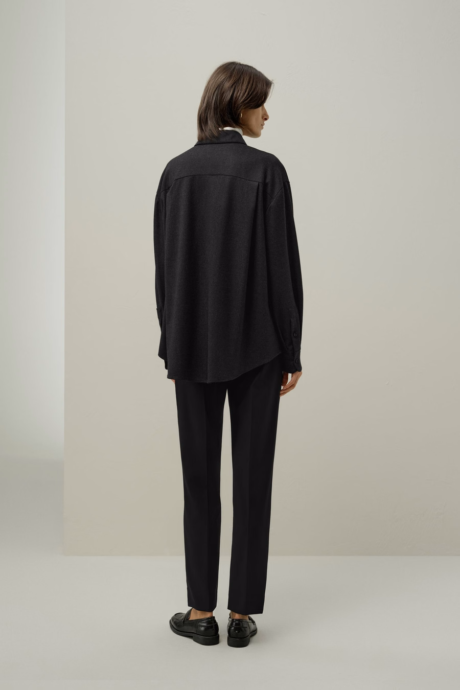 Chemise chaude en soie et laine surdimensionnée