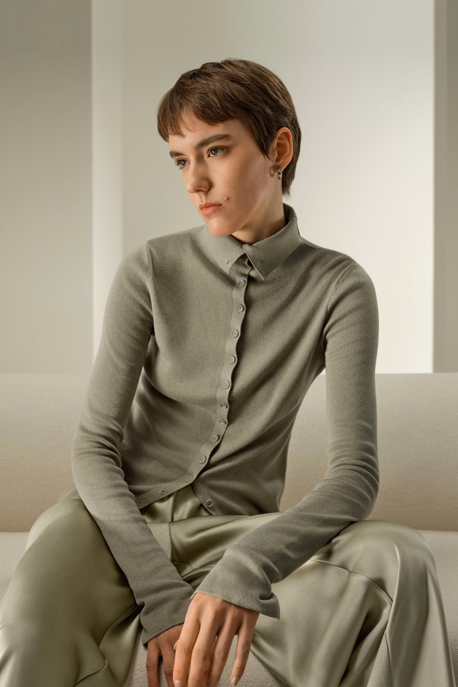 Pull en soie et cachemire ajusté