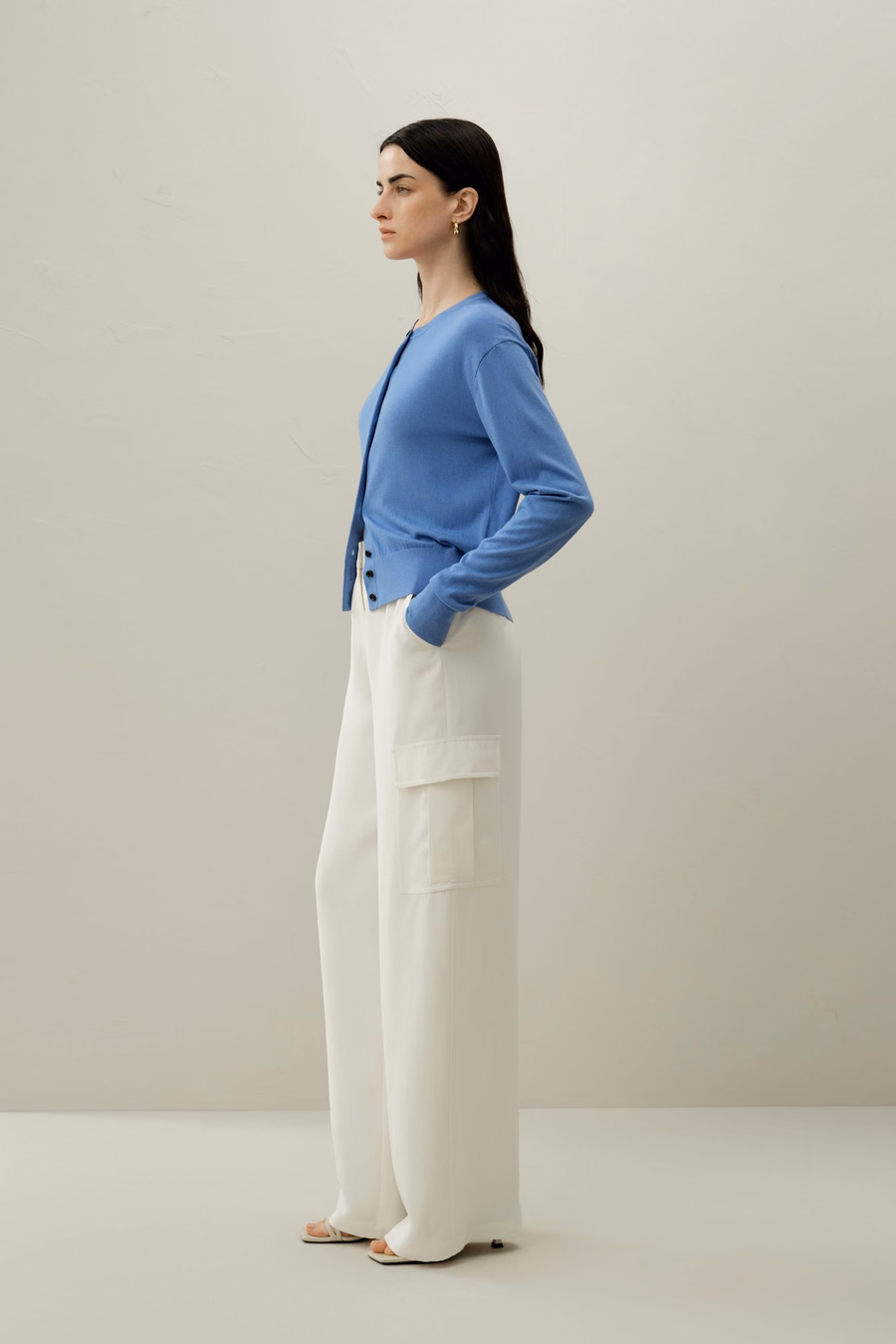 Cardigan en Soie et Cachemire Col Rond