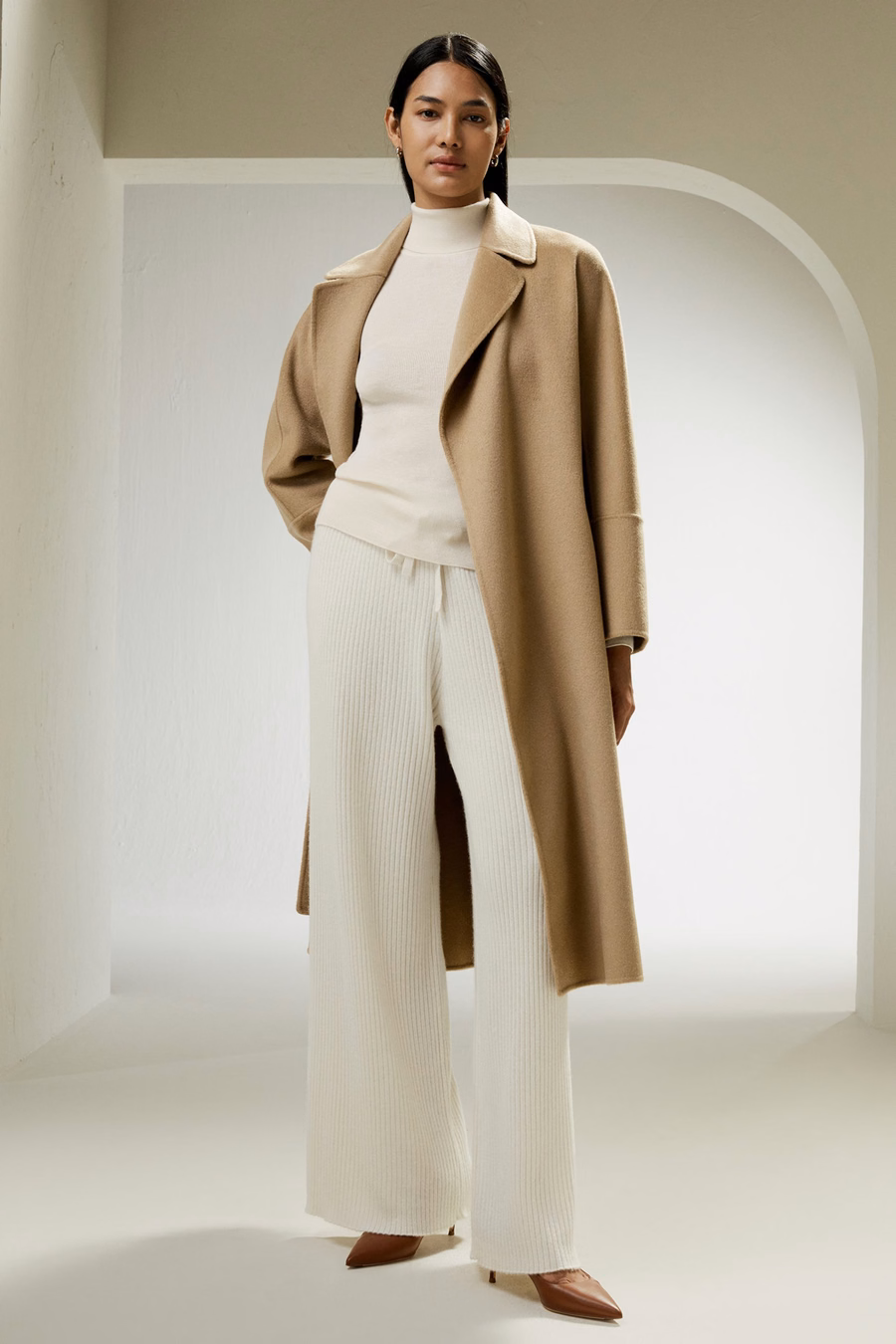 Robe manteau en mélange laine réversible