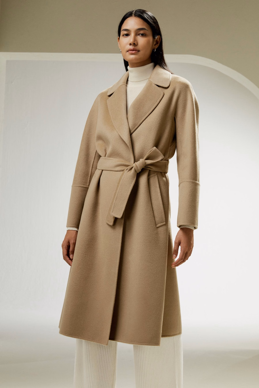 Robe manteau en mélange laine réversible