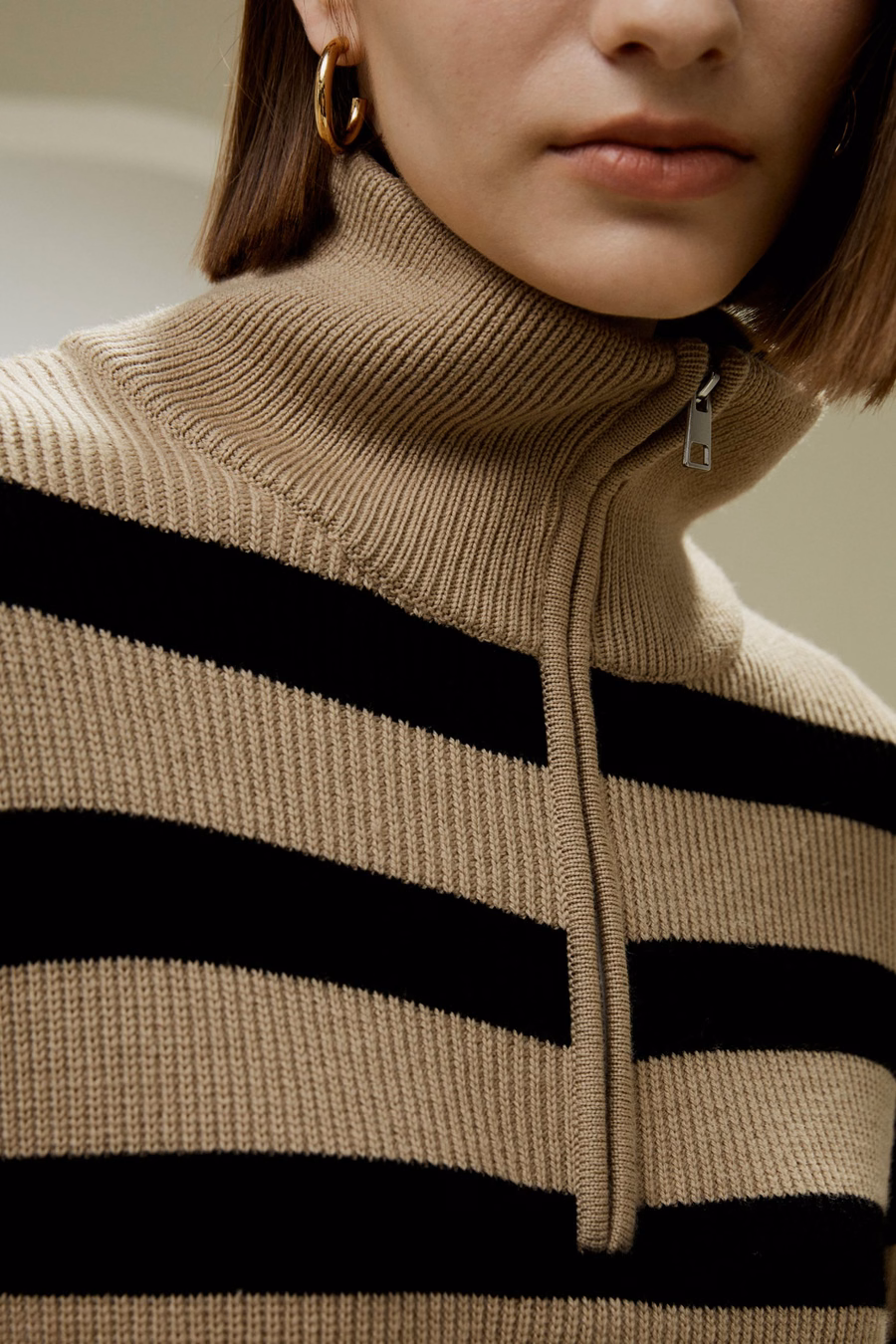 Pull en laine zippé à col