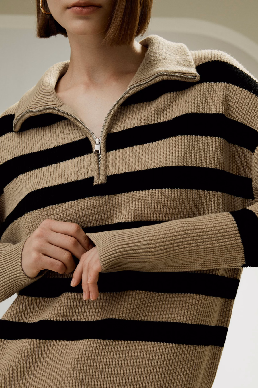 Pull en laine zippé à col