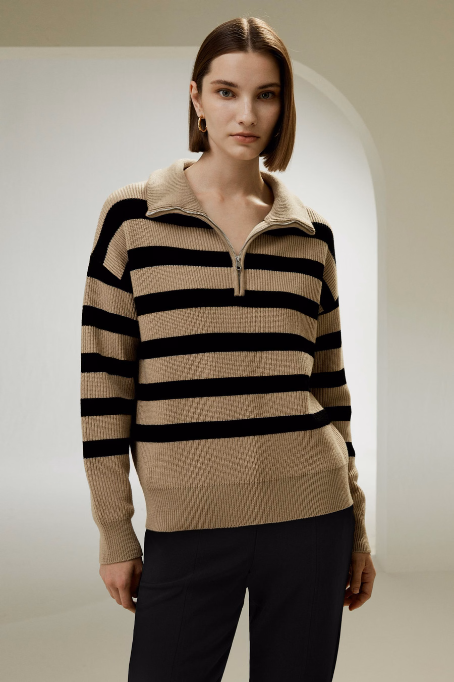Pull en laine zippé à col