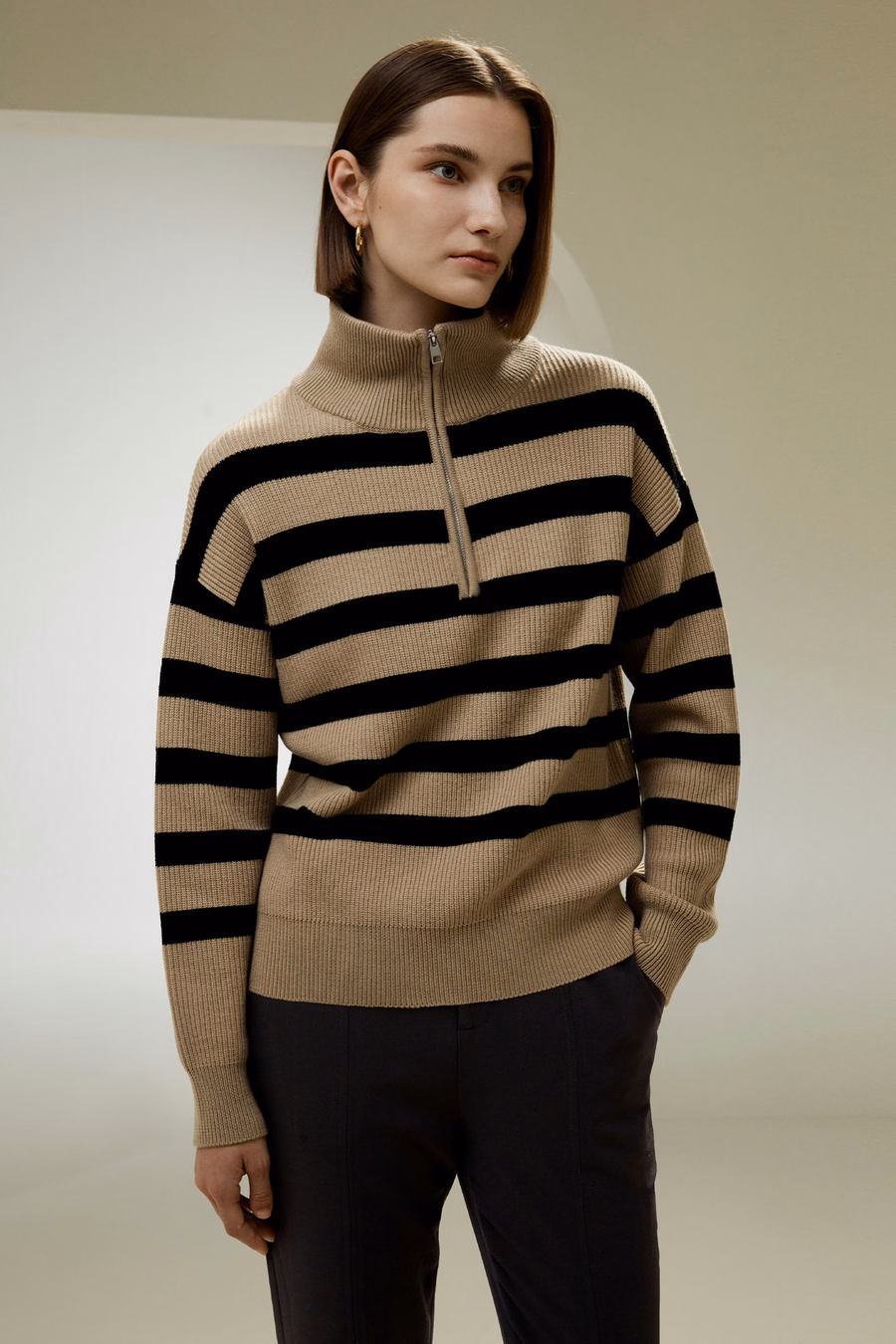 Pull en laine zippé à col