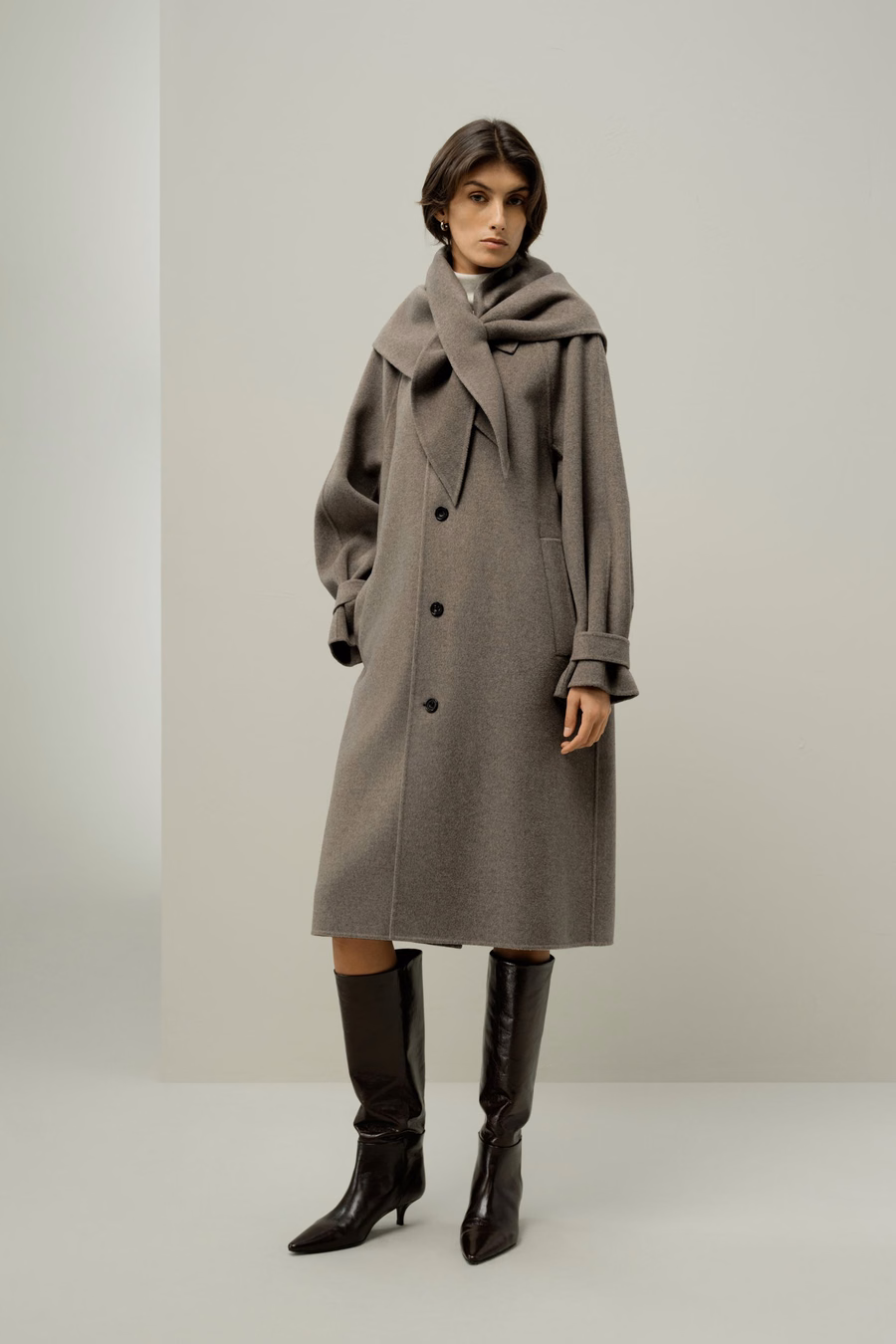 Manteau Oversized en Mélange Soie-Laine Double-Face