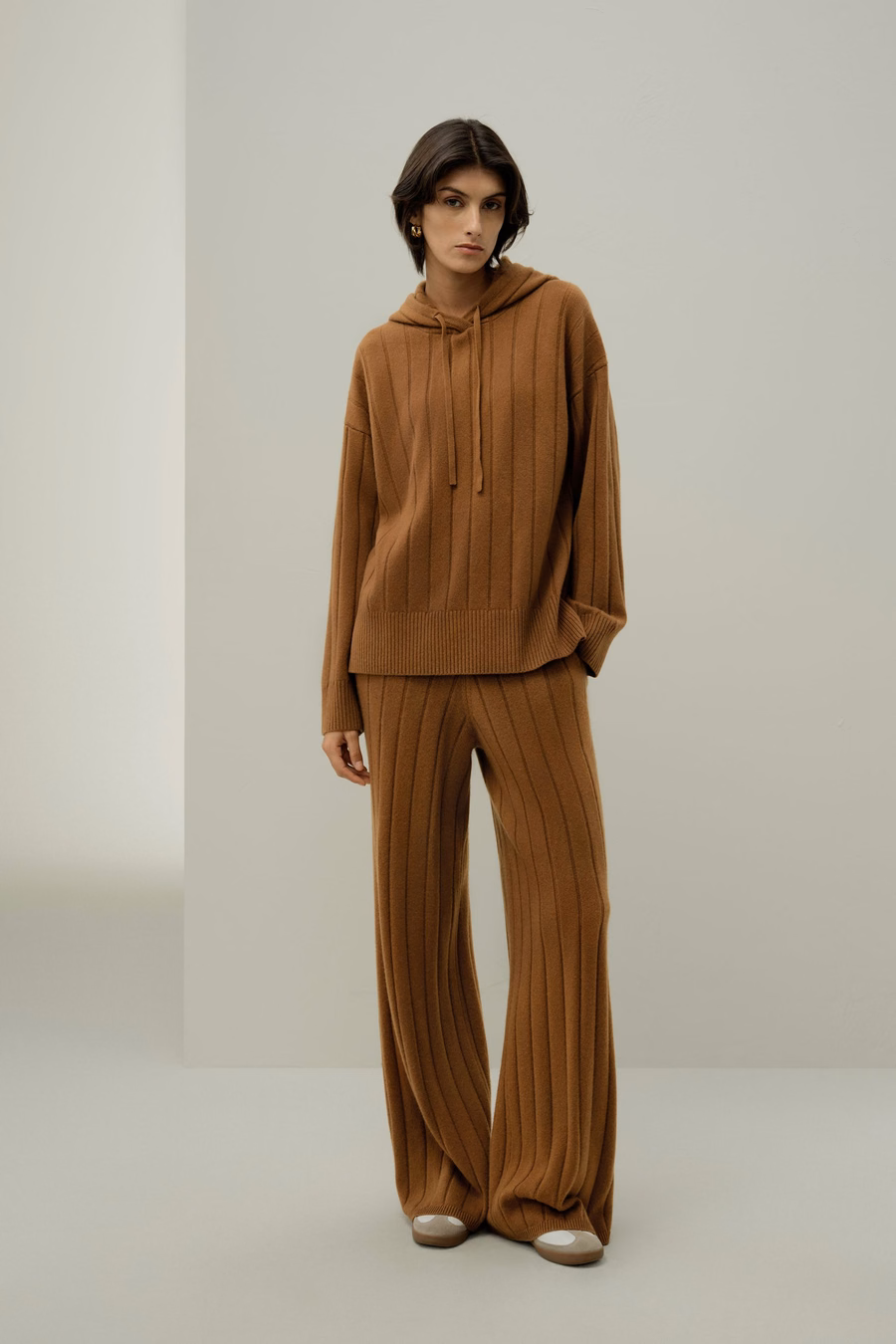Pantalons à jambes larges côtelés