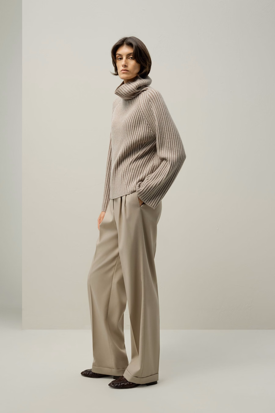 Pull col roulé en mélange laine-cachemire