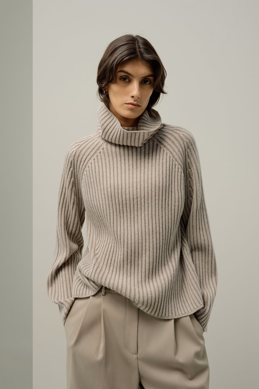 Pull col roulé en mélange laine-cachemire