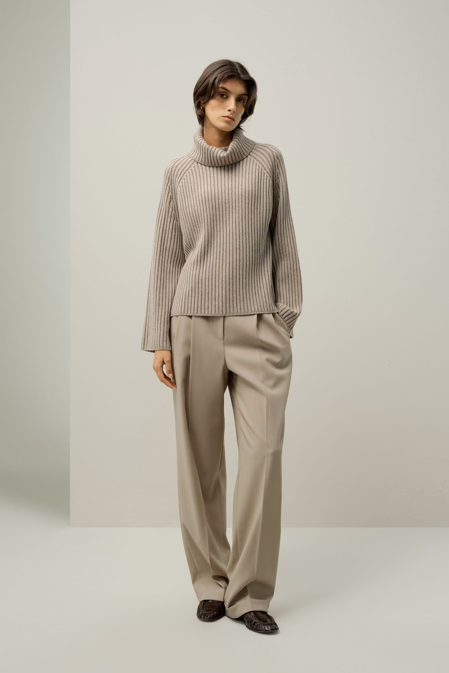 Pull col roulé en mélange laine-cachemire
