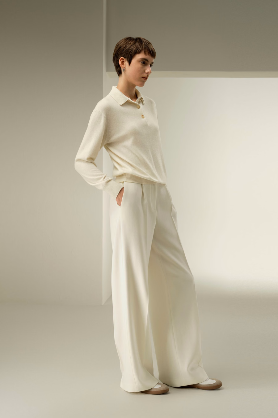 Chemise polo en baby cashmere