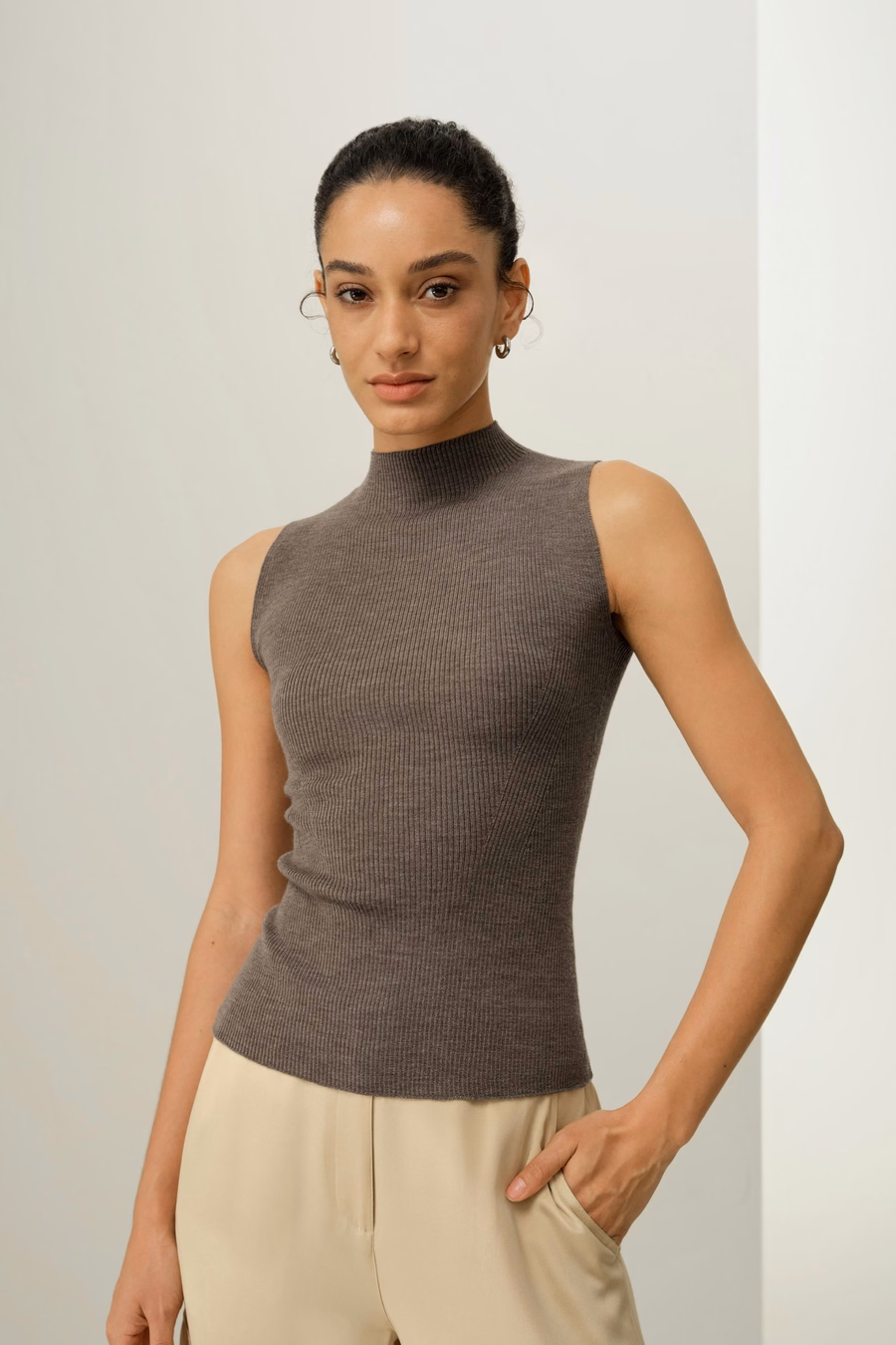 Gilet en laine lavable tricoté sans couture