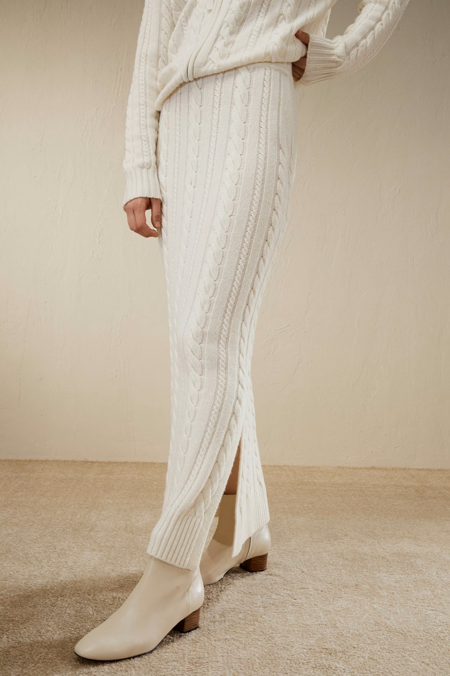 Jupe maxi en laine tricotée