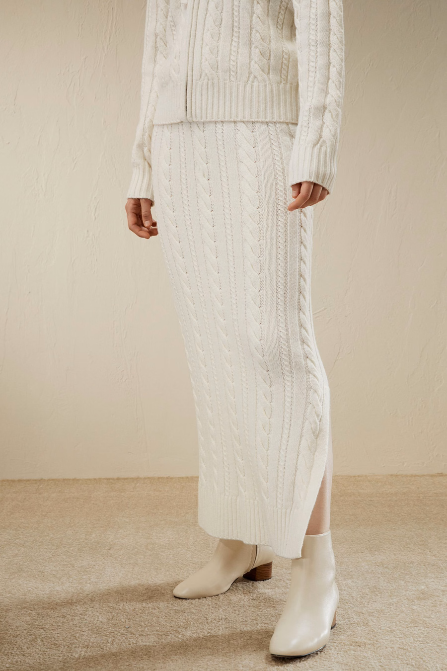 Jupe maxi en laine tricotée