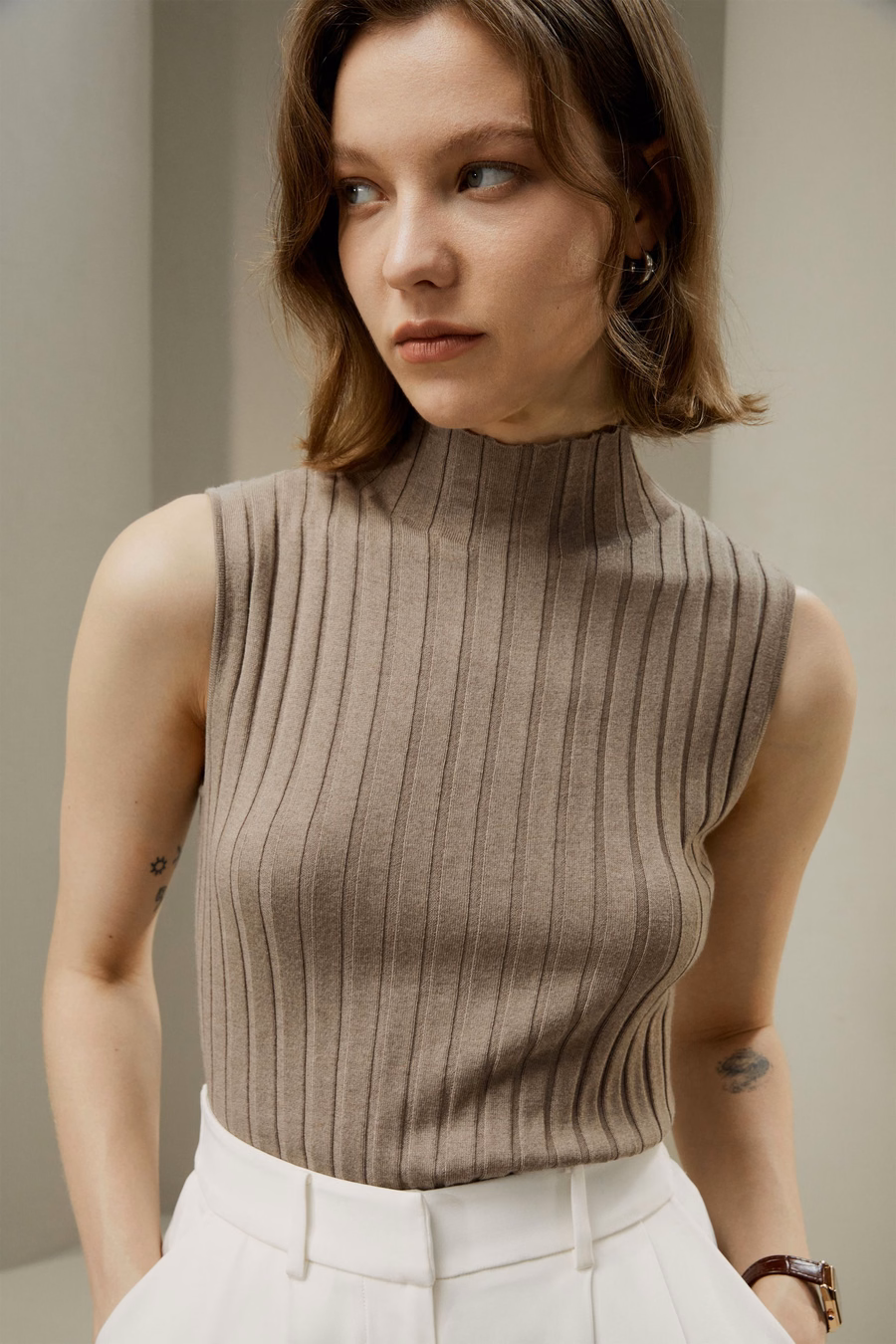 Top en tricot mélange soie-cachemire