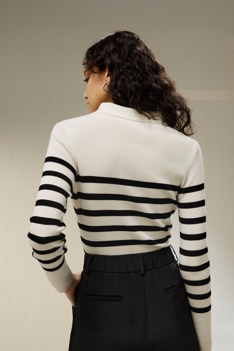 Pull rayé en laine Mérinos ultra-fine