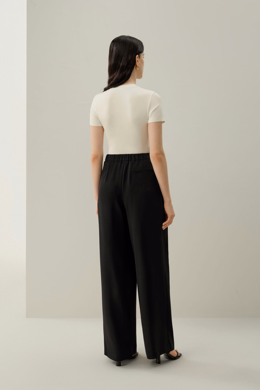 Pantalon large en crêpe lourd extensible