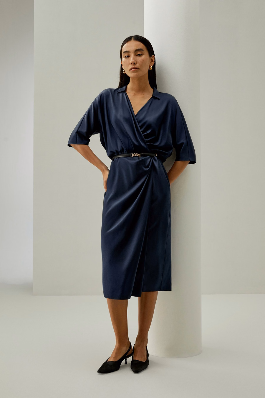 Robe élégante à manches mi-longues