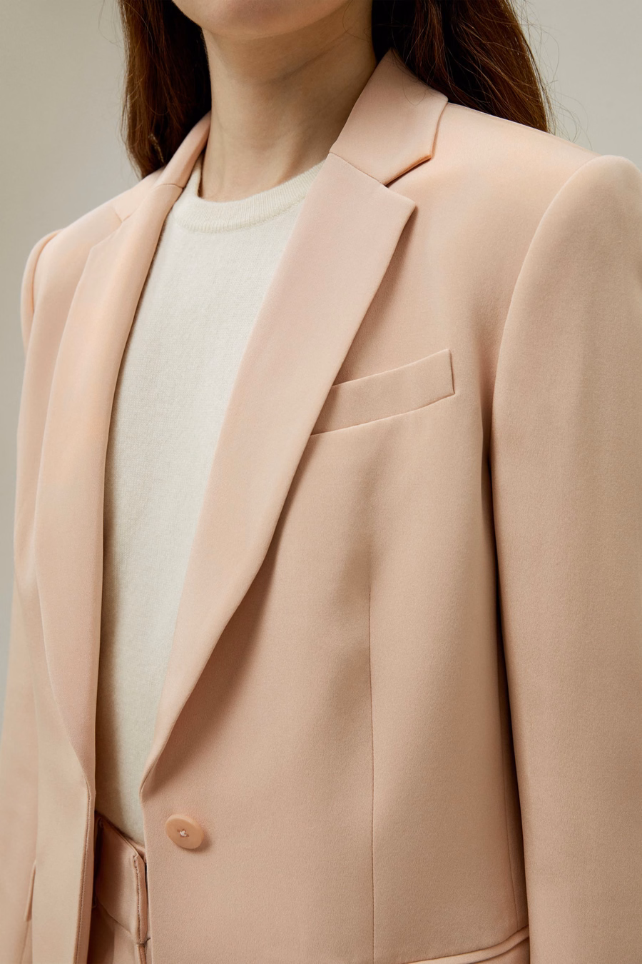 Blazer en soie couleur rose acajou