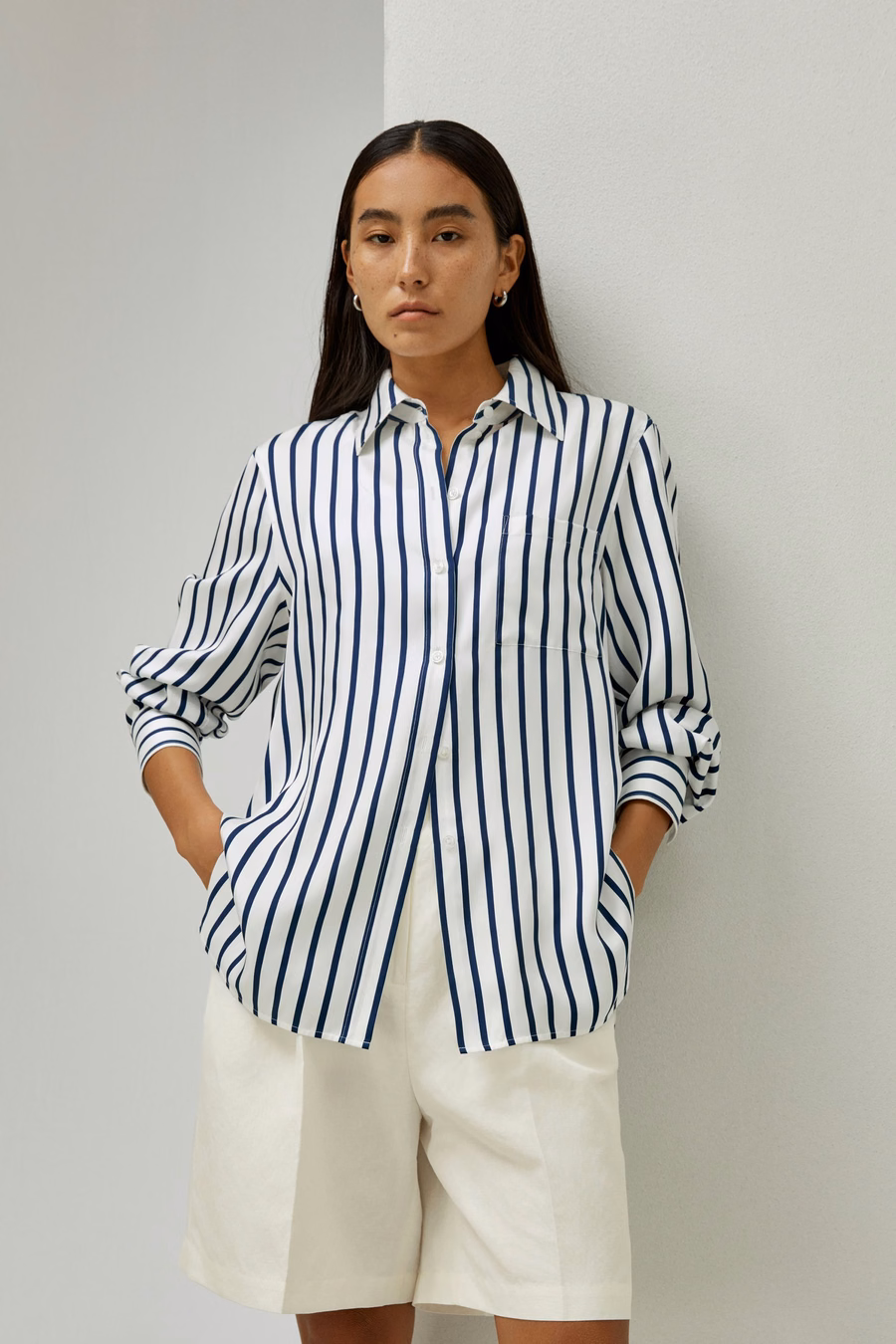Chemise en soie Palma Rayée surdimensionnée