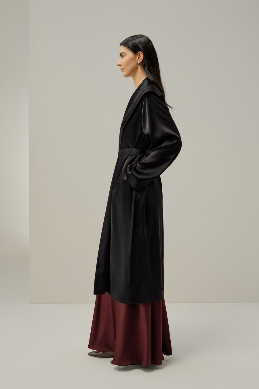 Manteau en Satin de Soie Double-Face