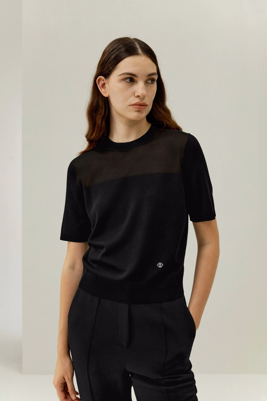 T-shirt en soie à double tricot sophistiqué