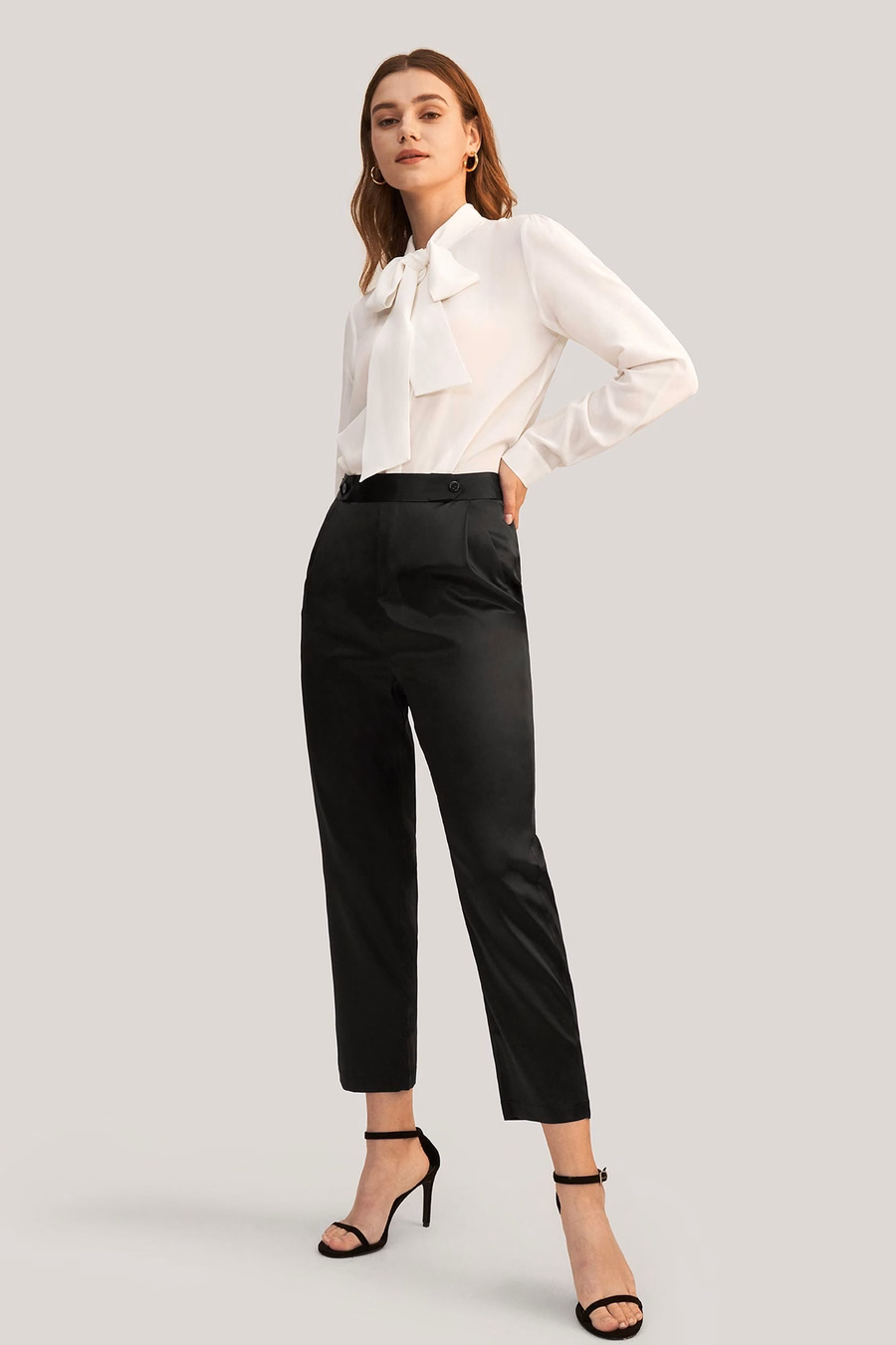 Pantalons cigarette en soie Comfort Fit