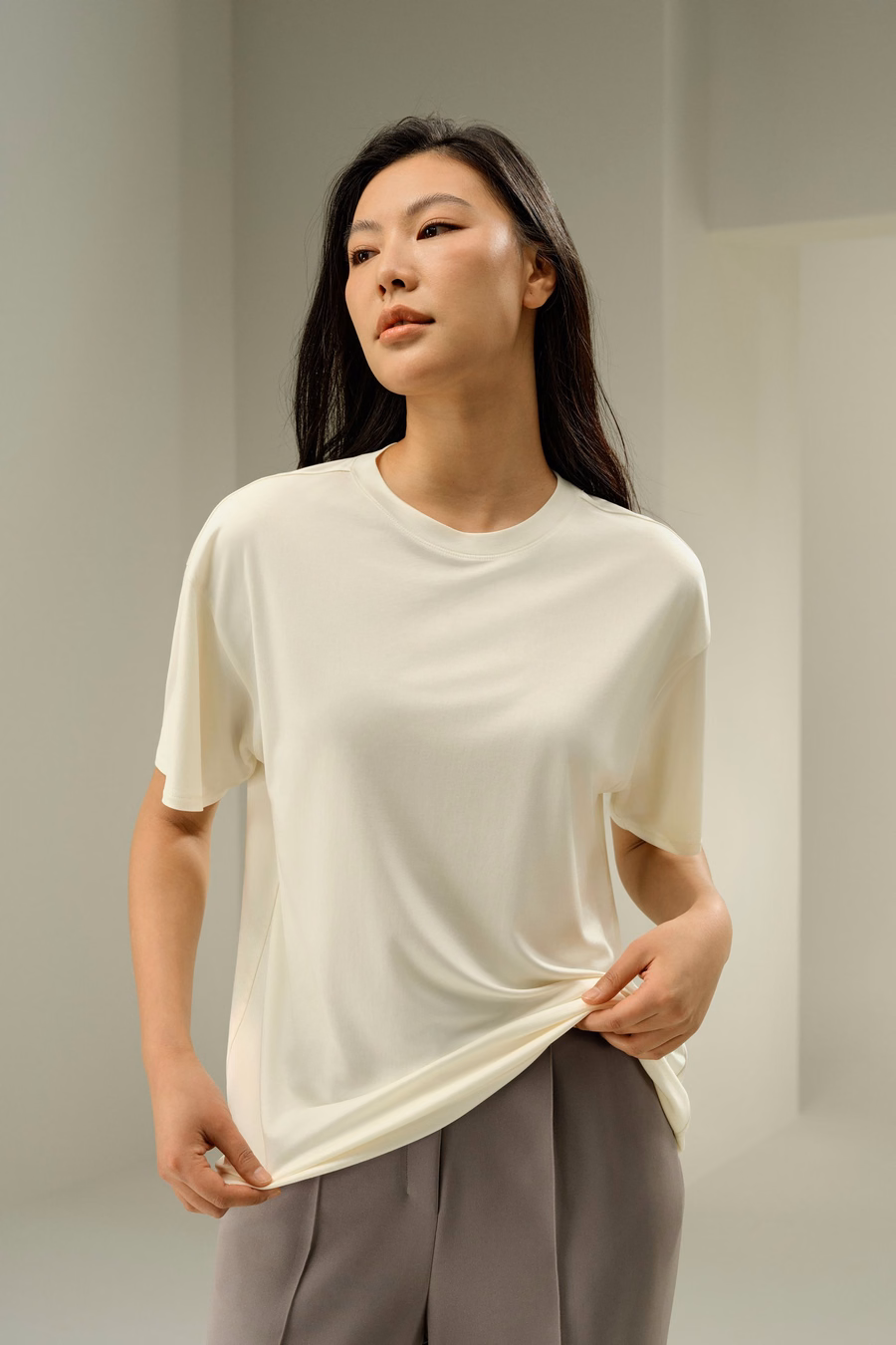 Tee-shirt en Jersey de Soie Surdimensionné