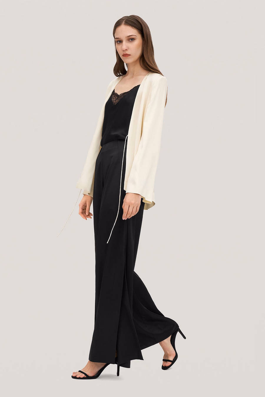 Pantalons en soie ginkgo taille haute