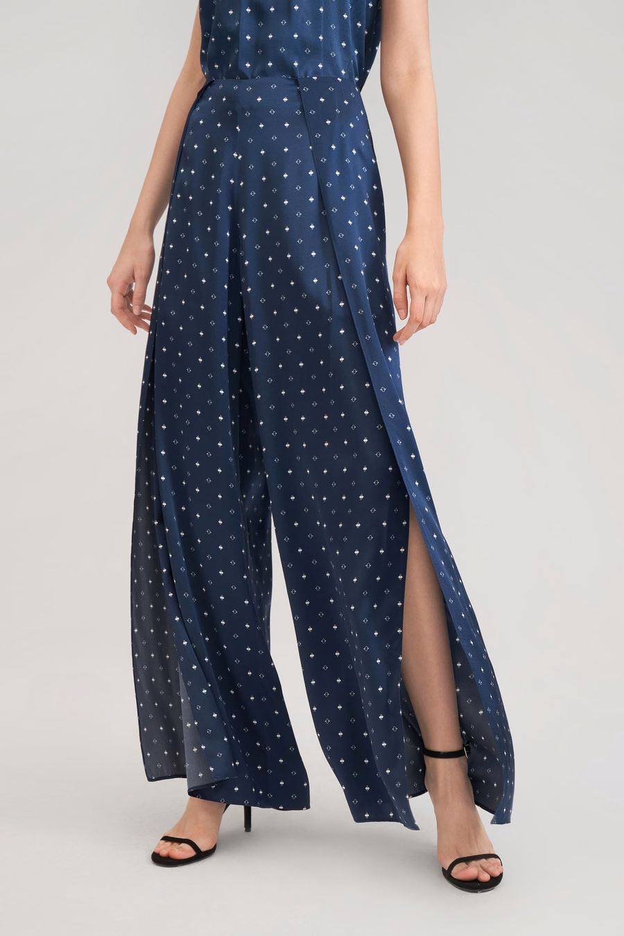 Pantalons en soie Ginkgo à jambes larges