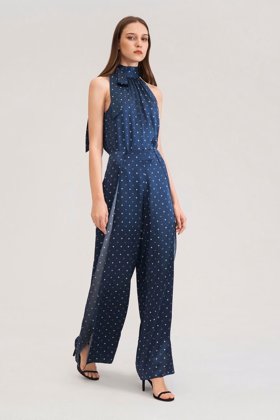 Pantalons en soie Ginkgo à jambes larges