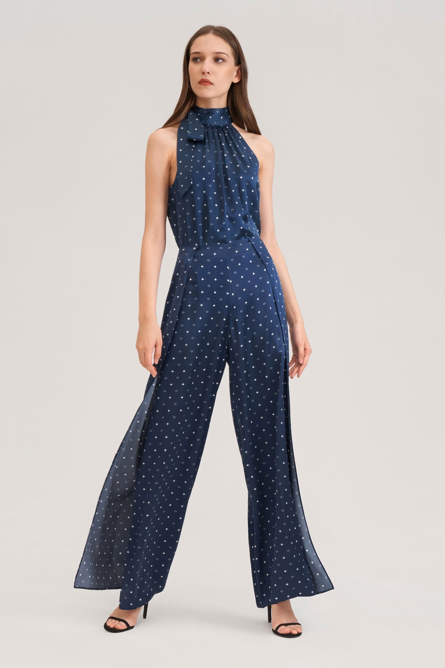 Chemise en soie à col halter