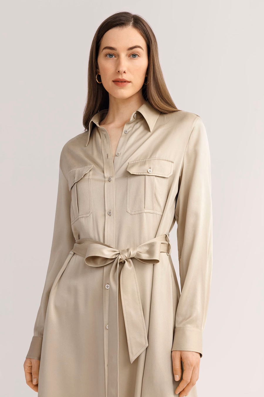 Robe trench en soie lavée à la main