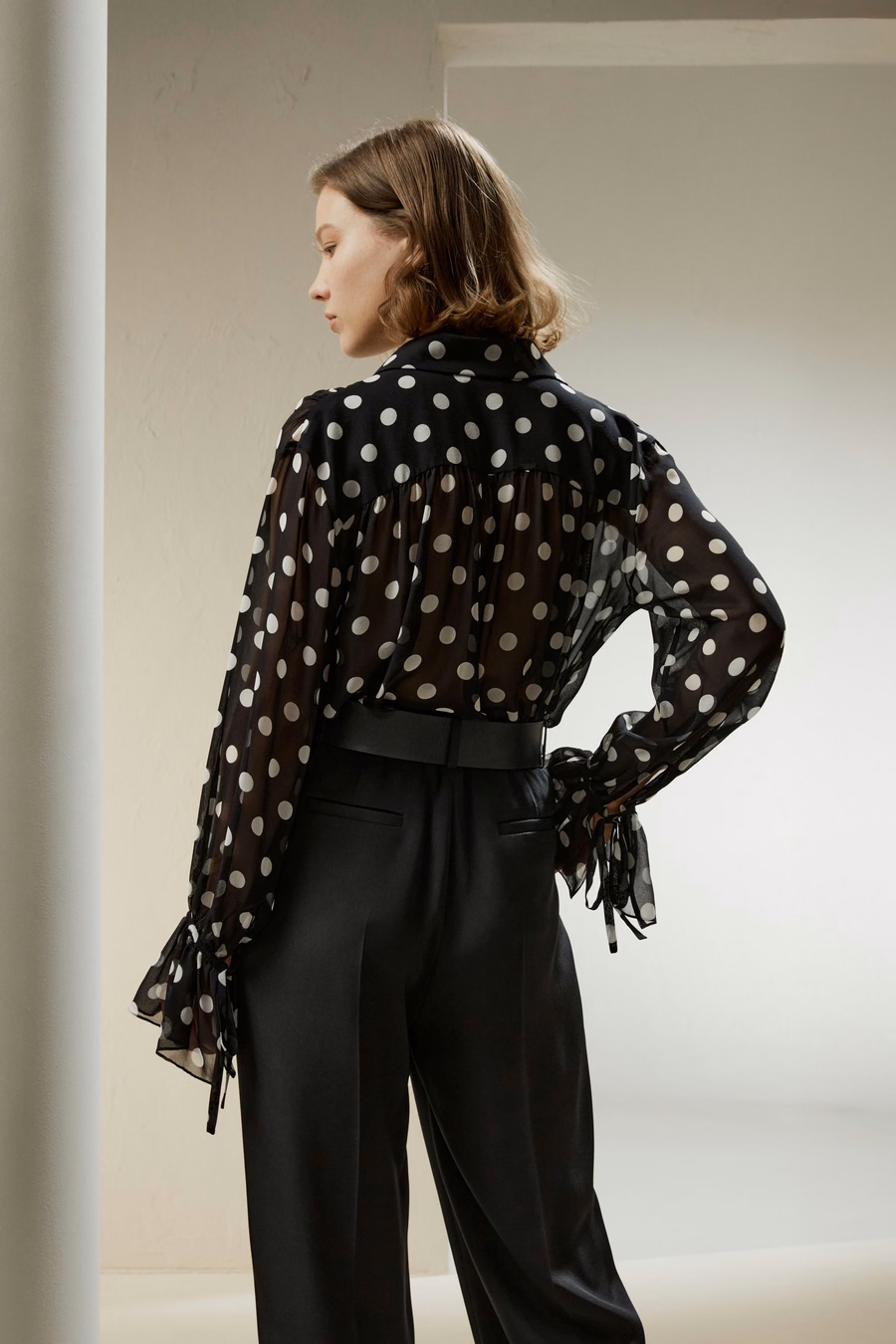 Blouse en georgette à pois