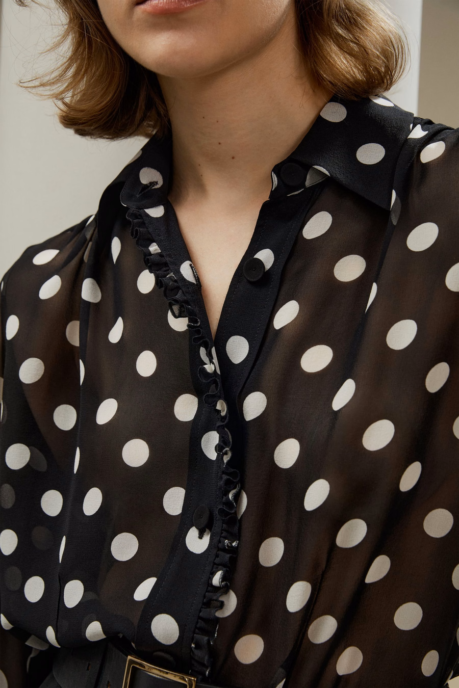Blouse en georgette à pois