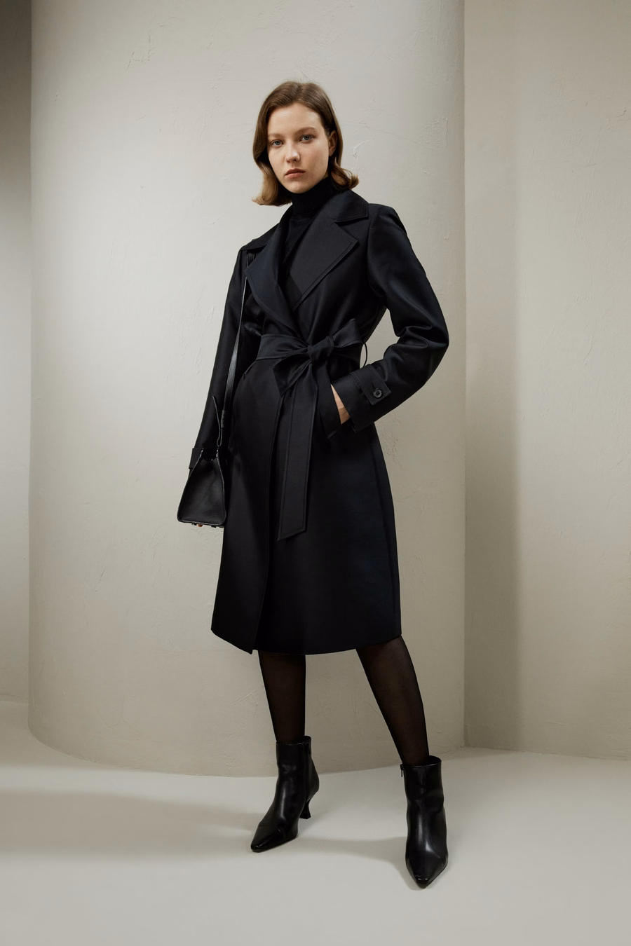 Manteau trench mélangé soie-laine