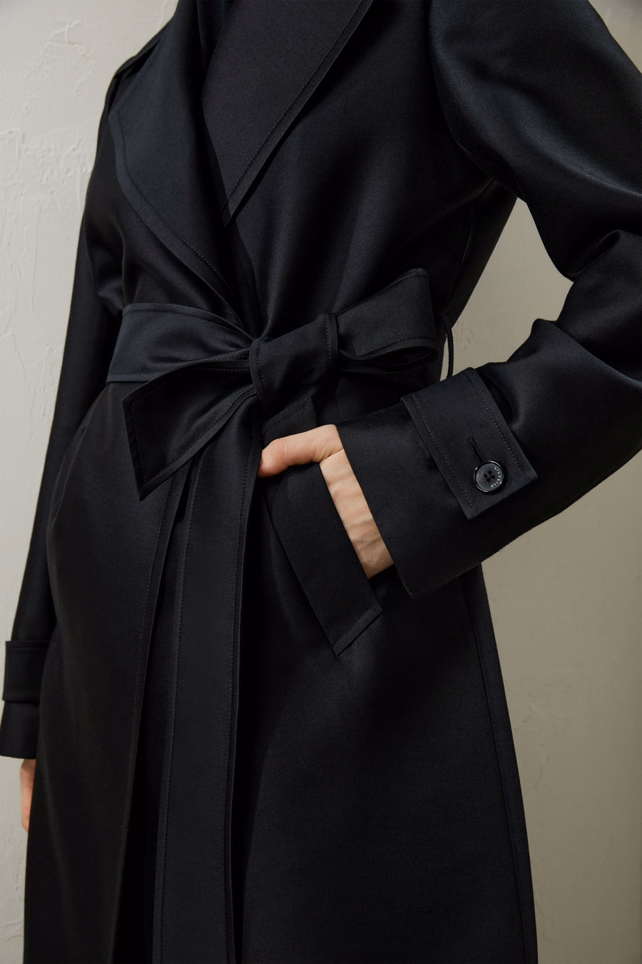 Manteau trench mélangé soie-laine