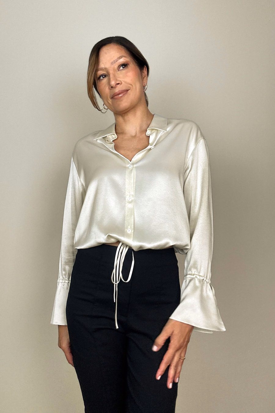 Blouse en Soie avec Cordon de Serrage