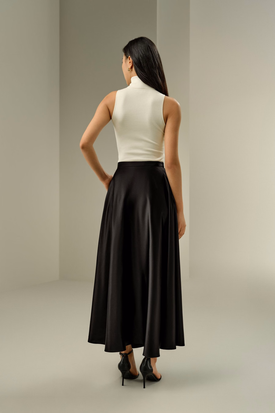 Jupe maxi en soie en forme de A