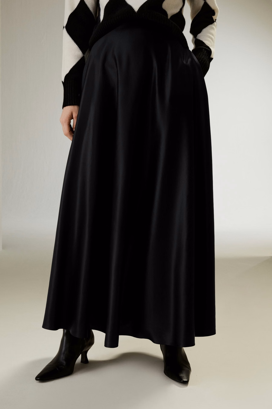 Jupe maxi en soie en forme de A