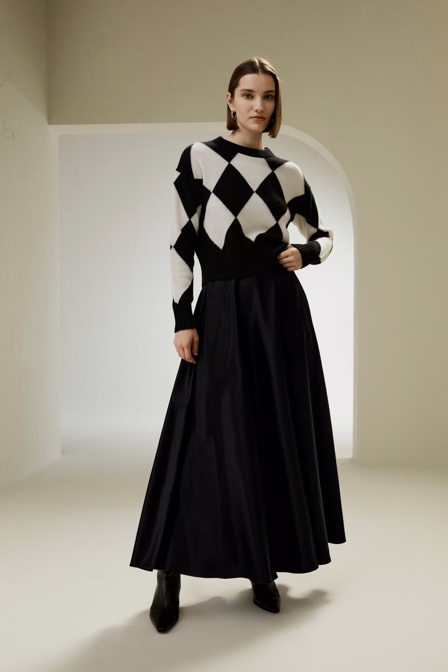 Jupe maxi en soie en forme de A